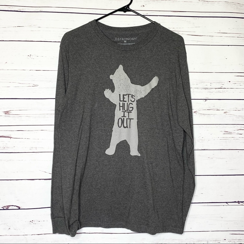 Astronomy "Let's Hug It Out" Men’s Long Sleeve T-Shirt Size Medium